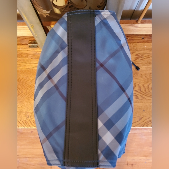 Burberry Blue & Black Plaid Nylon Tote Bag - Picture 8 of 16